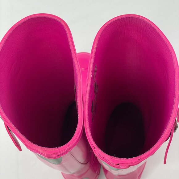 Hunter Original Kids Gloss Tall Wellington Rain Boots Pink Size Girls 6 Women 8 - Picture 13 of 13